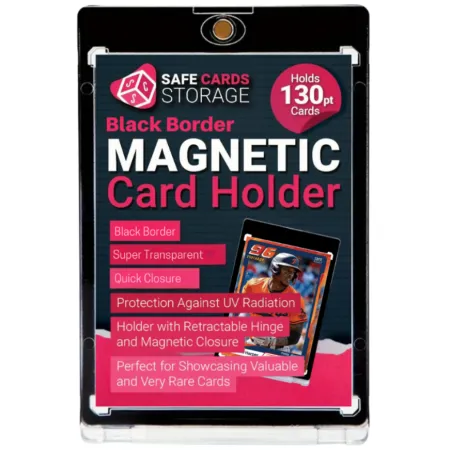 130PT Black Border One Touch Magnetic Holder Ultra clear Safe Cards Storage
